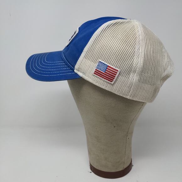 BEC Snapback Meshback Hat Embroidered Logo American Flag Blue White - Picture 5 of 11
